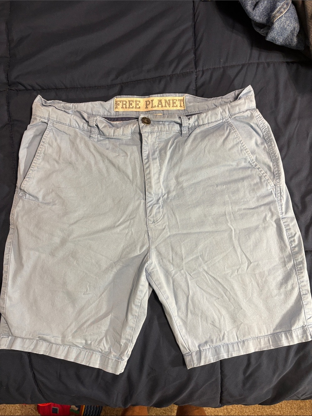 Free Planet Men's Pale Blue Flat Front Shorts